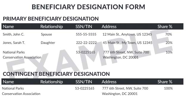 Sample Beneficiary Designation Form